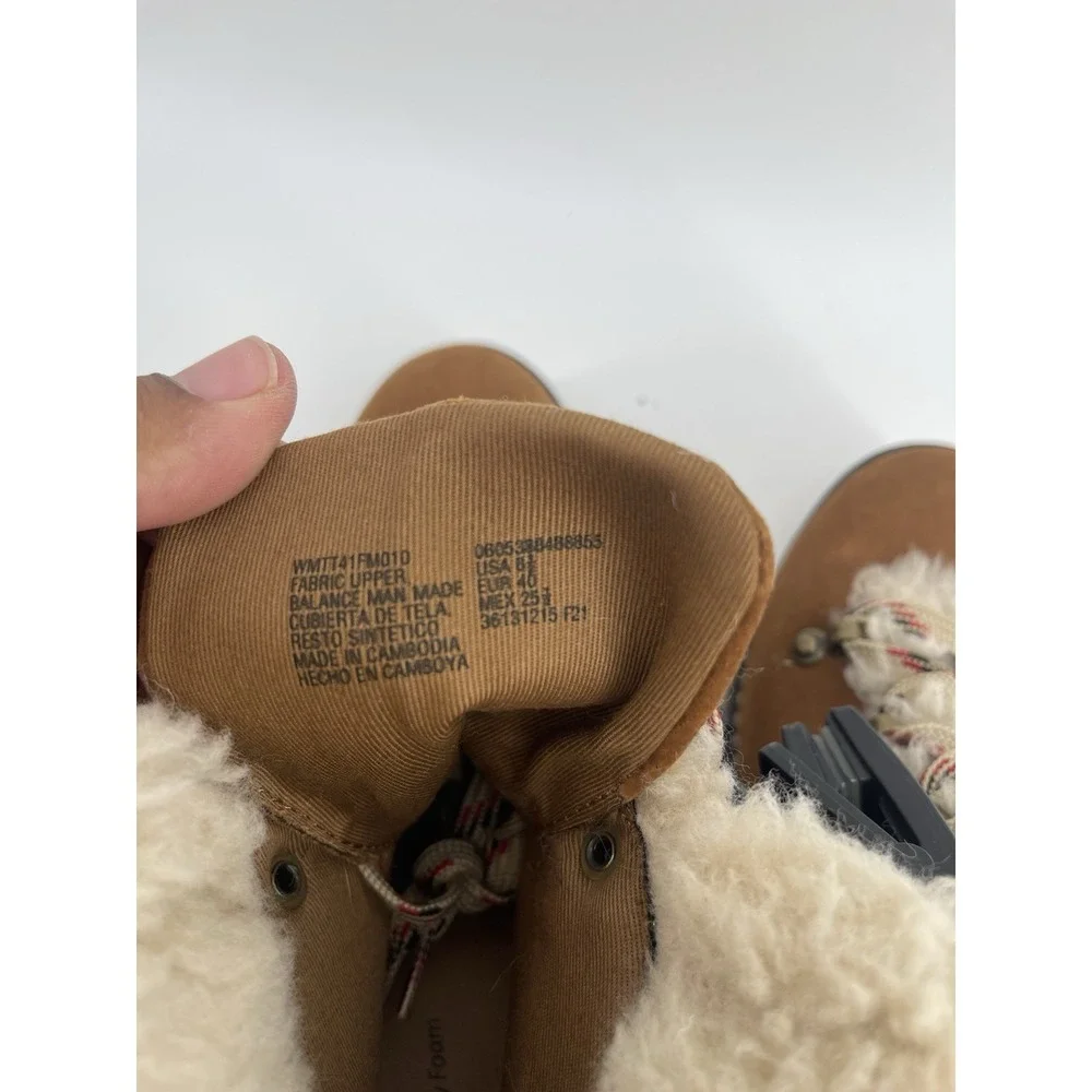 Time And‎ Tru Faux Fur Winter Hiking Boots Brown Women's Size 8.5 Lace Up
